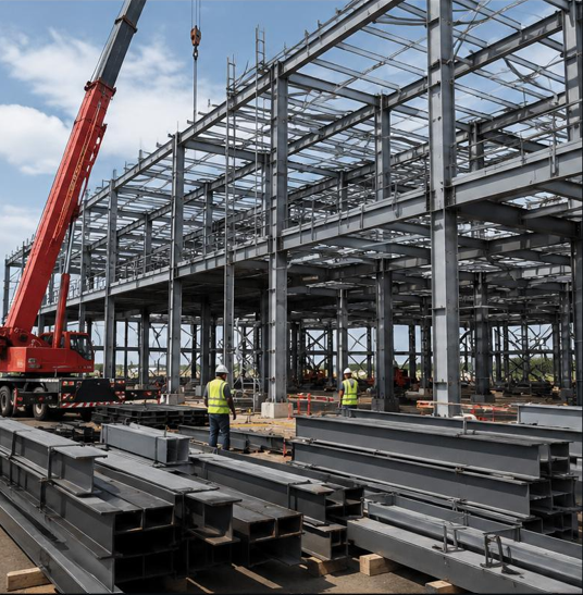 Steel construction site